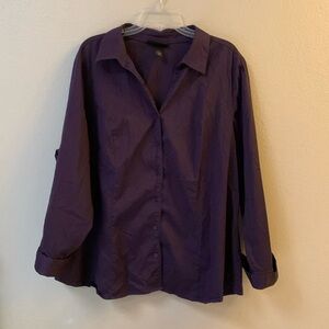 Lane Bryant button down blouse, long sleeves, deep purple